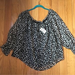 📍NWT INC International Concepts XXL Abby Animal Print Flow Top